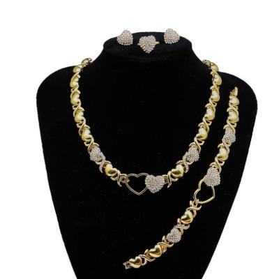 China High Quality Jewelry Set 2021 New Big Heart Jewelry Set 18K High Quality Gold Plated Jewelry Set For Wedding for sale