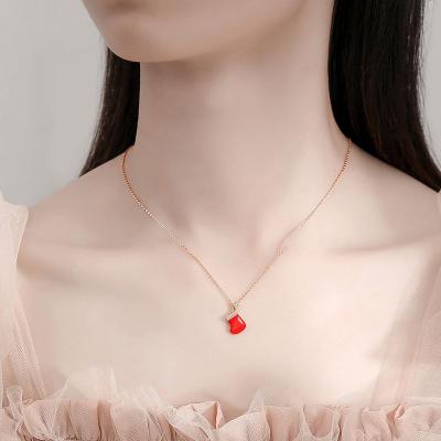 China 2022 Hot Fashion Necklace 925 Rose Gold Plated Christmas Gift High Quality Silver Stocking Necklace for sale