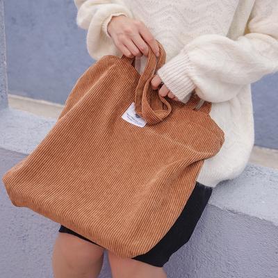 China Wholesale Fashion Factory Price Reusable Environmental Corduroy Eco-Friendly Tote Bag For Purchasing for sale