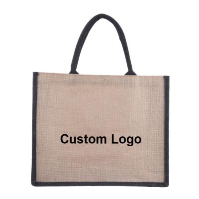 China Factory Directly Wholesale Quality Nature Jute Sack Eco - Friendly Shopping Custom Printed for sale