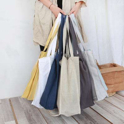 China 100% Eco-friendly Long Handle Large Customs With Logo Grocery Shopper Cotton Canvas Shopping Tote Bag for sale