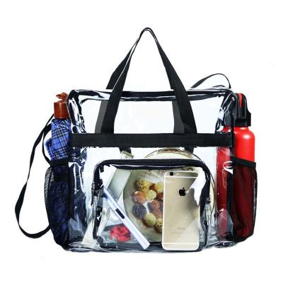 China 100% Plastic PVC Tote Bag Women's Beach Fashion Clear Clutch Handbag Eco-Friendly Purse, See Through Tote Bag For Work, Sports Games for sale