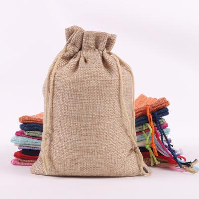 China Eco Friendly Colorful Custom Logo Printed Jute Burlap Drawstring Bag For Gift for sale