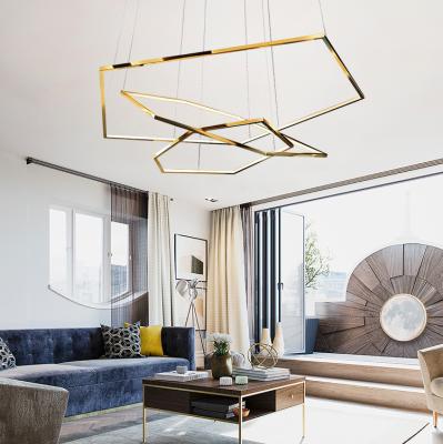 China Modern jiahua-luxury nordic stainless steel hanging lighting linear led pendant lamp pendant lights chandelier for living room for sale