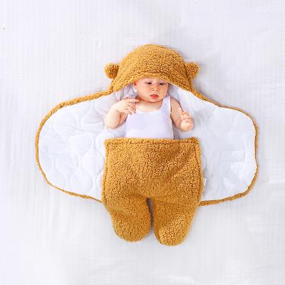 China Breathable Comfortable Super Soft Warm Baby Infant Sleeping Bag Newborn Baby Wrap Bear Sleeping Bag for sale