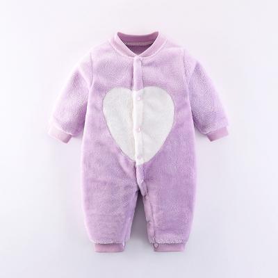 China Lovely Boutique Autumn Winter Brown Baby Clothes 6 Months Baby Overalls Coral Fleece for sale