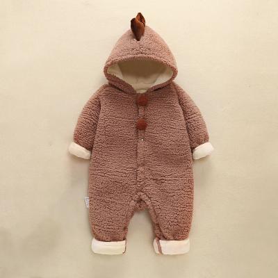 China Polyester 6 To 12 Month Thick Dinosaur Baby Boy Winters Clothes Hooded Baby Overalls for sale