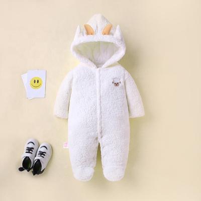 China Polyester 9-12 Months Cute Litte Dinosaur Baby Clothes Hooded Romper Baby Boy Overalls for sale