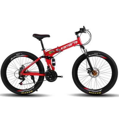 China 20/24/26 Inch Carbon Steel Frame Steel Folding Bikes 21 Speed ​​Mountain Bike Dual Speed ​​Variable Bicycle Disc Brakes for sale