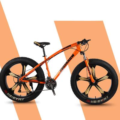 China Good Quality Steel Suspension Fork Orange Fat Tire 26inch Mtb Mountain Bike Fat Bike For Man's Bicycle for sale