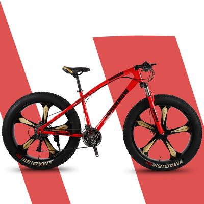 China New Model Big Tire 26 Steel Frame *40 Steel Snow Bike Red Fat Bikes Disc Brake With Knife Wheel for sale