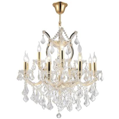 China European 1 A.M. Chandelier Antique Gold Crystal Dining Table Maria Theresa Pendant Lamp for sale