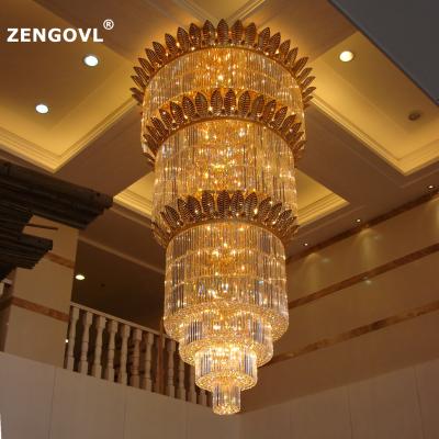 China Large Empire Hotel Chandelier Gold Crystal Ceiling Chandelier Crystal Lighting for sale