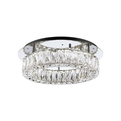 China Contemporary Simple Modern Unique Silver Round Chandelier Flush Mount Crystal Lamp for sale