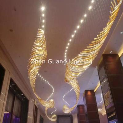 China Large Project Modern Contemporary Modern Chandelier Hand Long Blown Glass Hotel Chandelier for sale