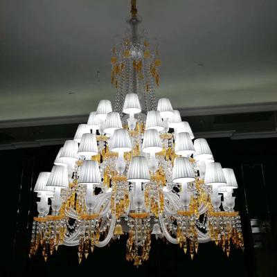 China New Design Baccarat Decoration European Light Yellow Crystal Chandelier Lampshade Pendant Light for sale