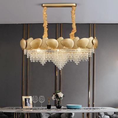 China Modern Simple Gold Irregular Crystal Chandelier Rectangular Led Restaurant Lamp Living Room Luxury Hotel Engineering Decorative Lamp for sale