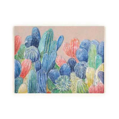 China Modern Hot Selling Green And Blue Cactus Plant Wall Art Canvas Painting For Home Decor for sale