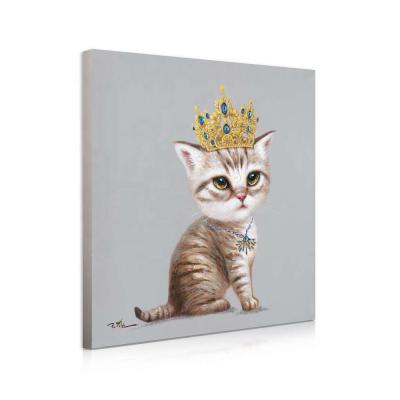 China Modern Premium Quality Cat With Crown Wall Art Animal Oil Painting For Bedroom Decor for sale