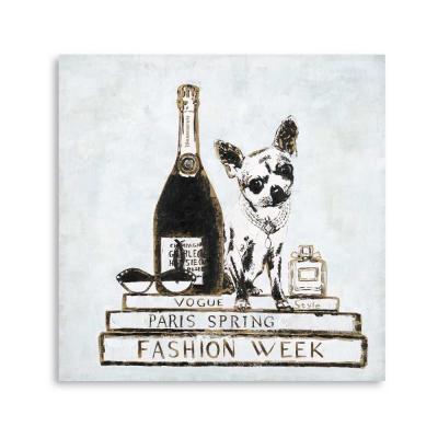 China Modern Original Black And White Nordic Wall Art Animal Paintings Of Champagne, Wine And Book Of Dogs for sale