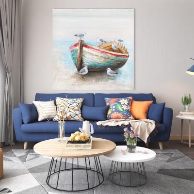 China Classic Hot Selling Boat Coastal Art Up The Sea Landscape Art Painting Painting For Home Decoration for sale