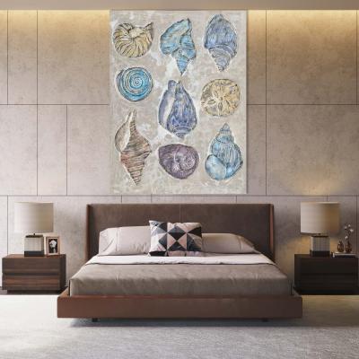 China Artree Series Coastal Coastal Gray Shell Canvas Painting Oil 90*120Cm Sea Shells Handmade Oil Painting for sale