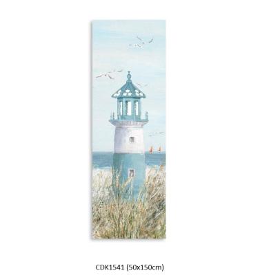 China Artree Coastal Series Blue House Canvas Hand Painting For Home Decoration for sale