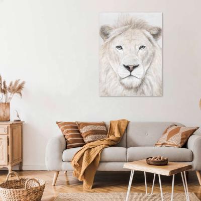 China Classic Luxury Brown Wild Lion Wall Art Animal Oil Painting For Office Decor for sale