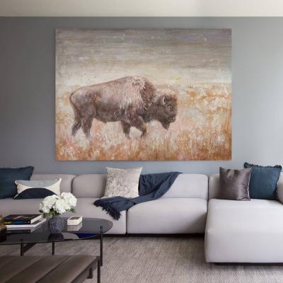 China Traditional Artree Brown Cow Painting Simple Modern Wild Yaks Wall Art for sale