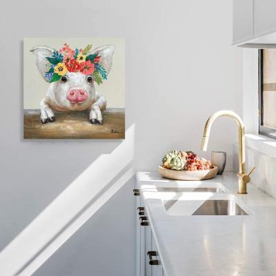 China Contemporary Custom Animal Farm Decor Wall Art Kids Room Home Kitchen Supplies Hand Painted Acrylic Paintings Pig for sale