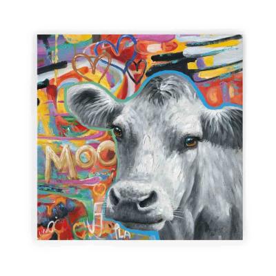 China Traditional Maker Cow Wall Art Canvas Animal Paintings For Living Room Decor for sale