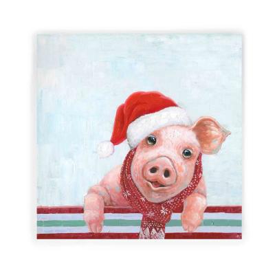 China Wall Decoration Artree Artists Design Custom 70*70 Home Living Room Wall Decor Cute Pig Christmas Animal On Canvas Art Oil Paintings for sale