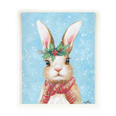 China Contemporary Modern Canvas Artwork Decoration For Kids Room Bedroom Hotel Christmas Rabbit Handmade Oil Painting for sale