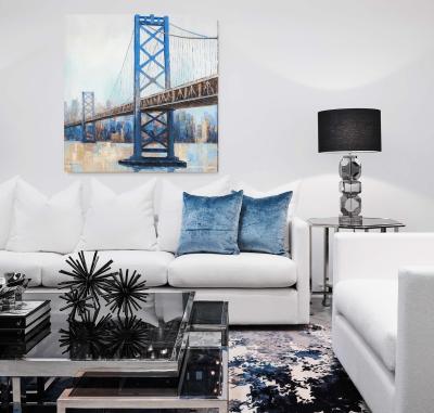 China Wholesale Acrylic Modern Art Hotel Project Decoration Cityscape Bridge Wall Art Classic New Arrival Canvas Painting Landscape Painting for sale