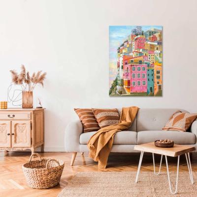 China 100% Handpainted Modern Oil Painting On Canvas Modern Home Cityscape Art Painting Art Picture Colorful Landscape Abstract Wall Decor Canvas for sale