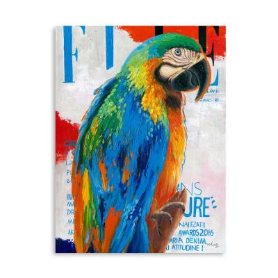 China Hand Painted Oil Painting Fashion Parrot Birds Art Decor Hotel Office Living Room Wall Art Decor Custom Beautiful Canvas for sale