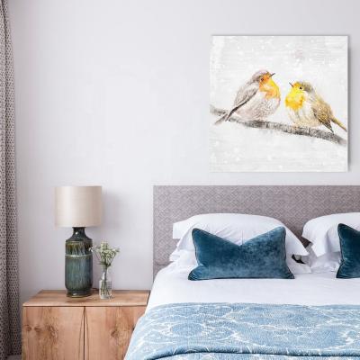 China Artree Paradise Bird Painting Flying Birds Traditional Abstract Yellow Wall Art For Living Room for sale