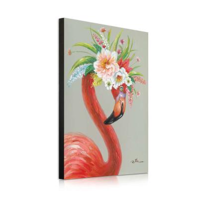 China Fine Animal Wall Art Canvas Painting 3D Oil Painting Art Canvas Art Framed Amazon Bird Flamingo Decorative Hot Sale Impressionist for sale