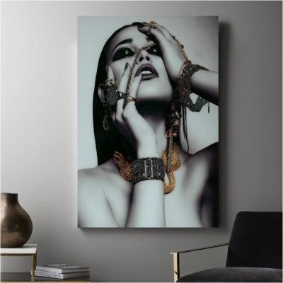 China Custom Hot Sale Modern 3d Diamond Print Wall Art Painting Fashion Lady With Diamonds For Home Decoration for sale