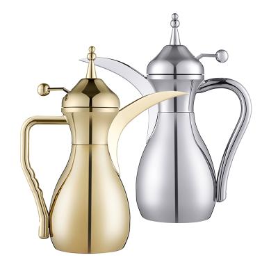 China PORTABLE 750ml Middle Eastern Style Vacuum Stainless Steel Popular Silver Coffee Pot for sale