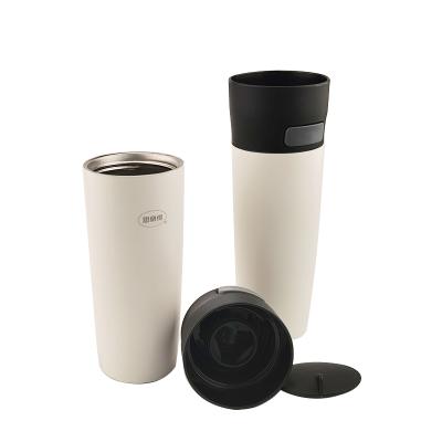 China PORTABLE Luxurious Stainless Steel Vacuum Coffee Travel Mug With One-Button Open Design for sale