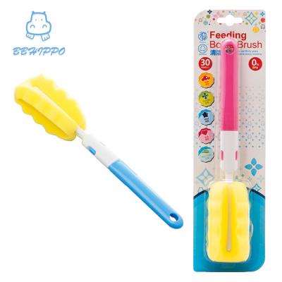 China Viable Soft Baby Bottle Brush With Long Handle Changeable Sponge Bottle Brush Cleaning Brush for sale