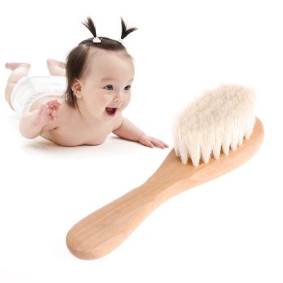 China Sustainable Baby Hair Bottle Baby Brush and Comb Set with Natural Goat Hair Bristles for sale