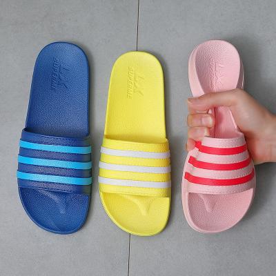 China White Stripes Soft Breathable PVC Slippers Women Summer Black Male Slippers Couples Bath Flip Flops Men Beach Home Casual Bathroom Slips for sale