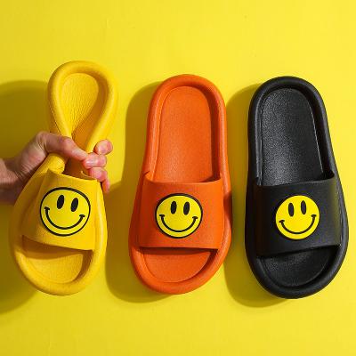 China Wholesale Cute Breathable EVA Soft Smile Face Patter Ladies Flats Breathable Beach Summer Slider Slippers For Women Men for sale