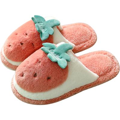 China Hot Slipper Drop Ship Strawberry Pattern Shoes Soft Plush Slipper Women Bedroom Slippers Winter Warm Home Slippers Indoors for sale