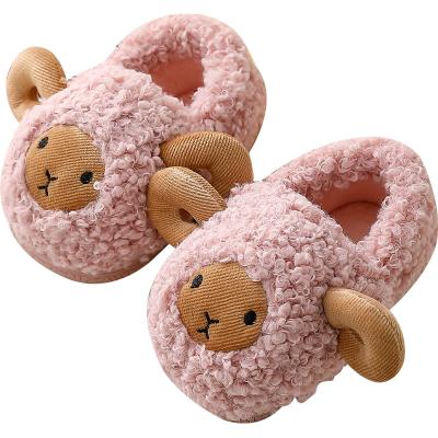 China Girls Boys Furry Cute Animal Cartoon Sheep Children's Slippers House Lit Little Slippers Baby Winter Cotton Kids Shoes For Girl for sale