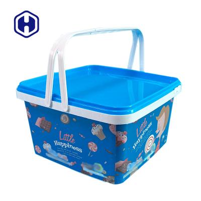 China Recyclable Square Luxury Custom Food Grade Christmas Cookie Container IML Cookie Gift Plastic Cookie Box for sale