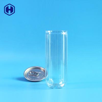 China 100% Empty Clear 200# 250ml Top Grade PET Well Sealing Plastic Soft Drink Can With Easy Open End for sale