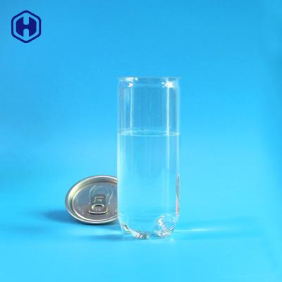 China 100% 200# 250ml Quality Airtight Clear PET Well Sealing Plastic Beer Can With Easy Open End for sale